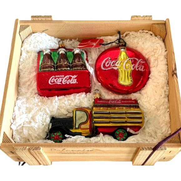 Coca Cola Vintage Kurt Adler Dolomaise Collection Ornaments Set of 3 NIB - Picture 4 of 4